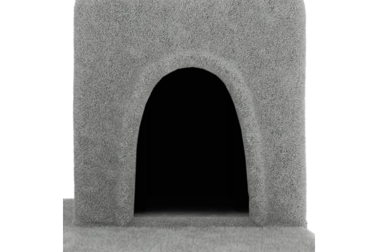 Cat Tree With Sisal Scratching Posts Light Grey 154 Cm-6