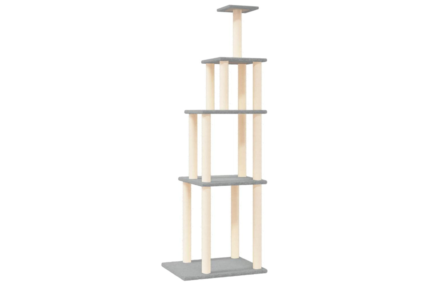 Cat Tree With Sisal Scratching Posts Light Grey 183 Cm-2