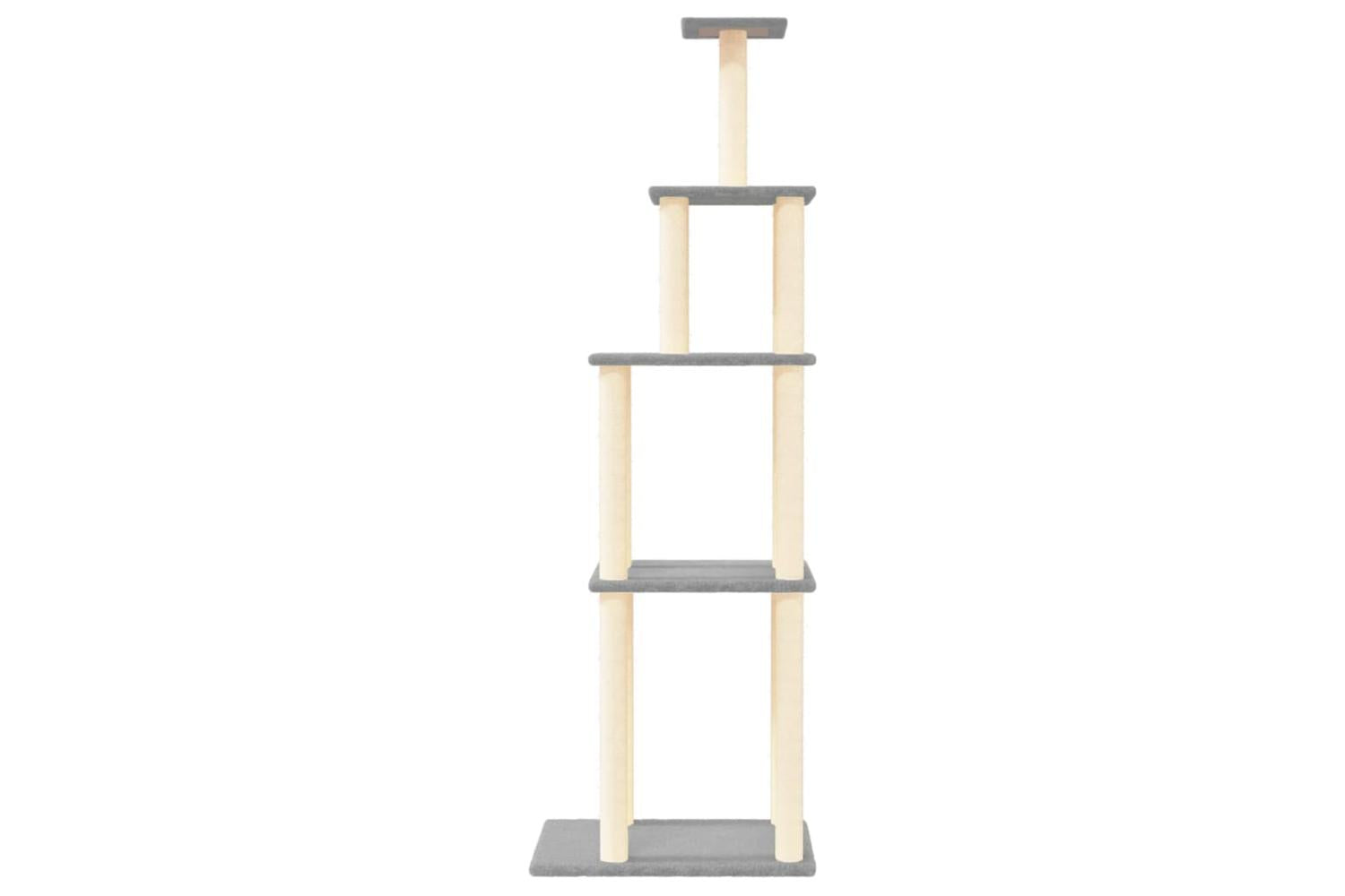 Cat Tree With Sisal Scratching Posts Light Grey 183 Cm-3