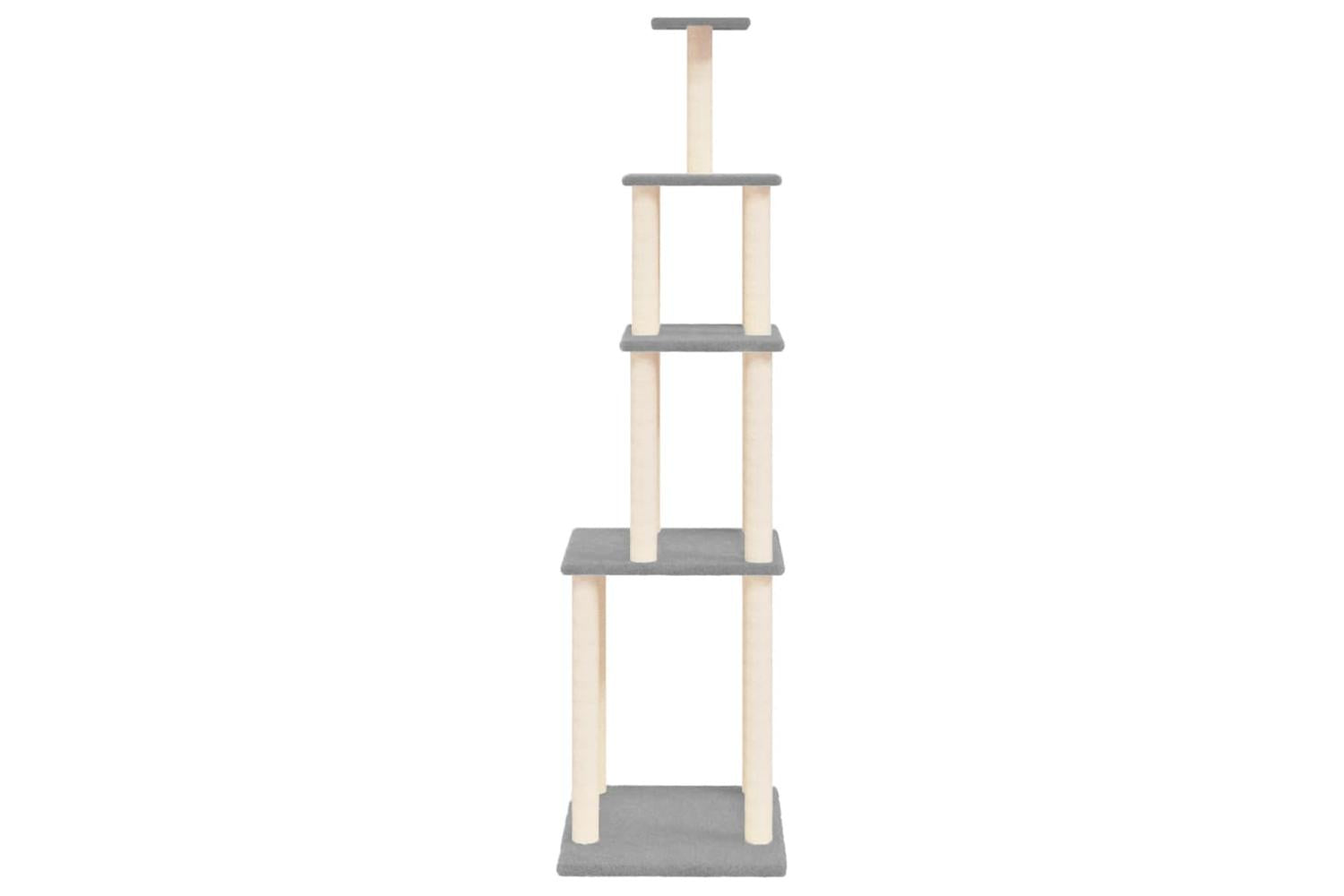 Cat Tree With Sisal Scratching Posts Light Grey 183 Cm-4