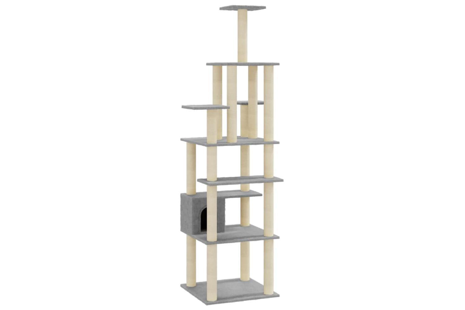 Cat Tree With Sisal Scratching Posts Light Grey 183 Cm