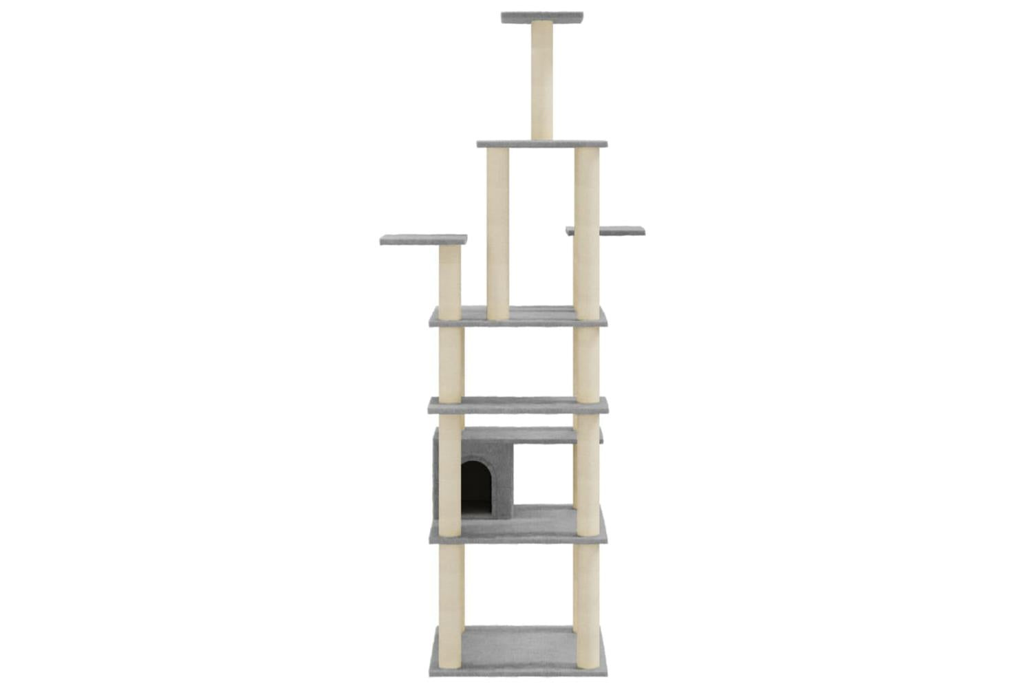 Cat Tree With Sisal Scratching Posts Light Grey 183 Cm-4