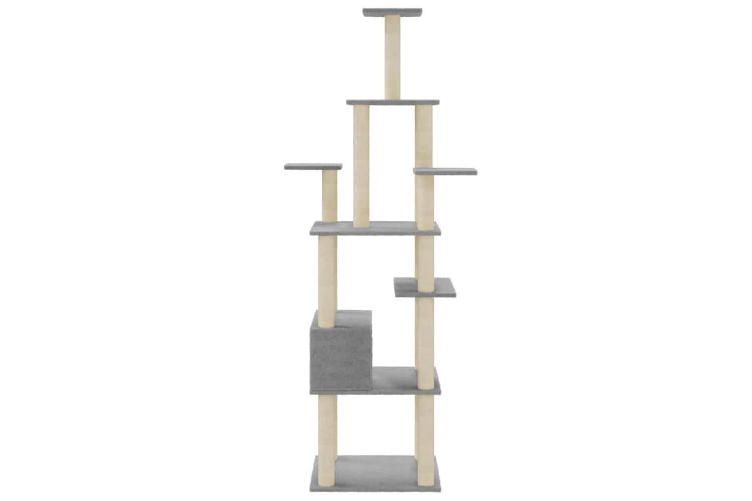 Cat Tree With Sisal Scratching Posts Light Grey 183 Cm-5