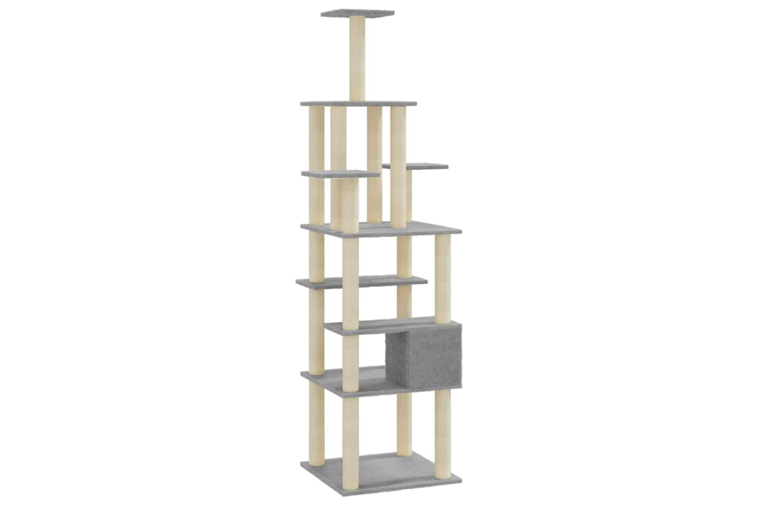 Cat Tree With Sisal Scratching Posts Light Grey 183 Cm-6