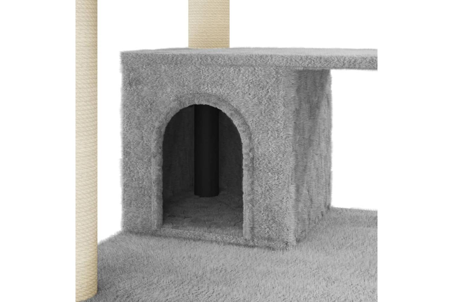 Cat Tree With Sisal Scratching Posts Light Grey 183 Cm-7