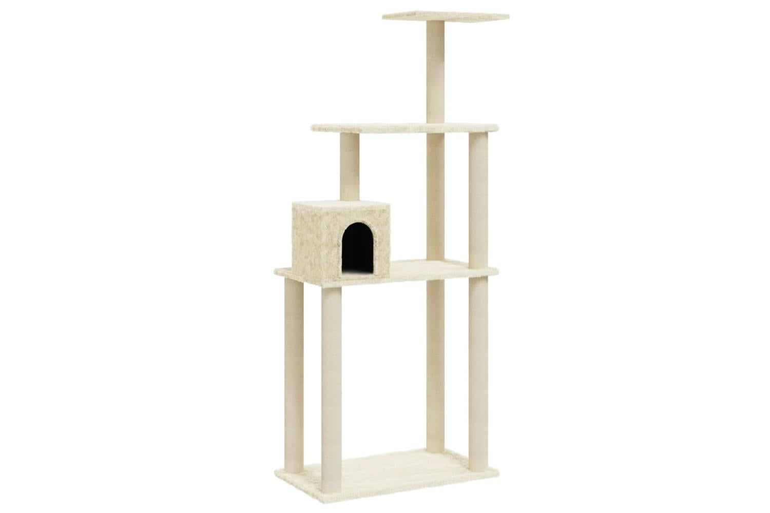 Cat Tree With Sisal Scratching Posts Cream 147 Cm-2