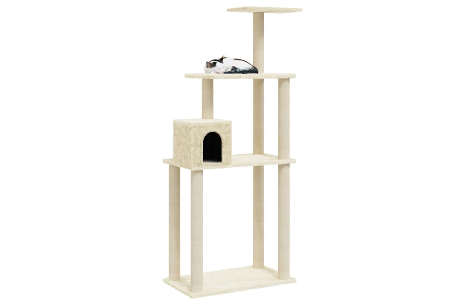 Cat Tree With Sisal Scratching Posts Cream 147 Cm-3