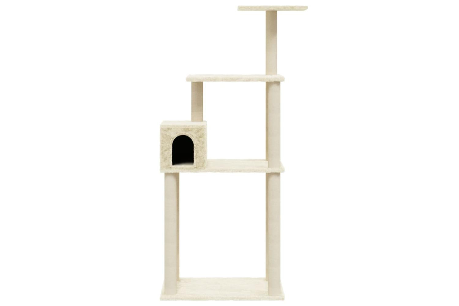 Cat Tree With Sisal Scratching Posts Cream 147 Cm-4
