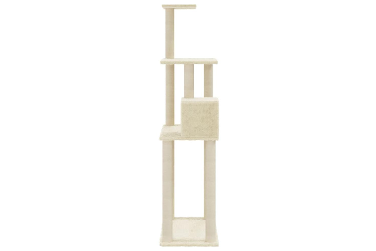 Cat Tree With Sisal Scratching Posts Cream 147 Cm-5