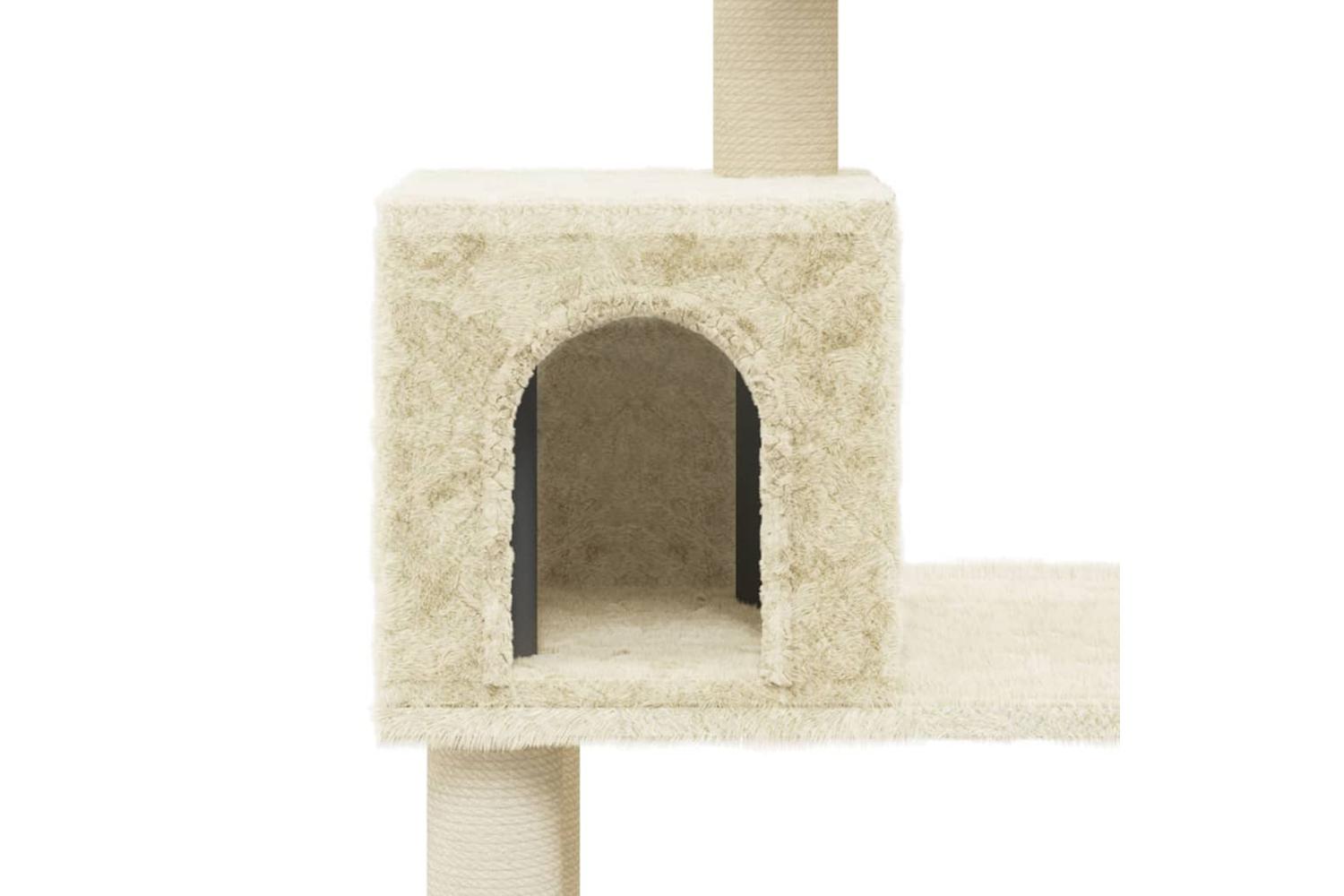 Cat Tree With Sisal Scratching Posts Cream 147 Cm-7