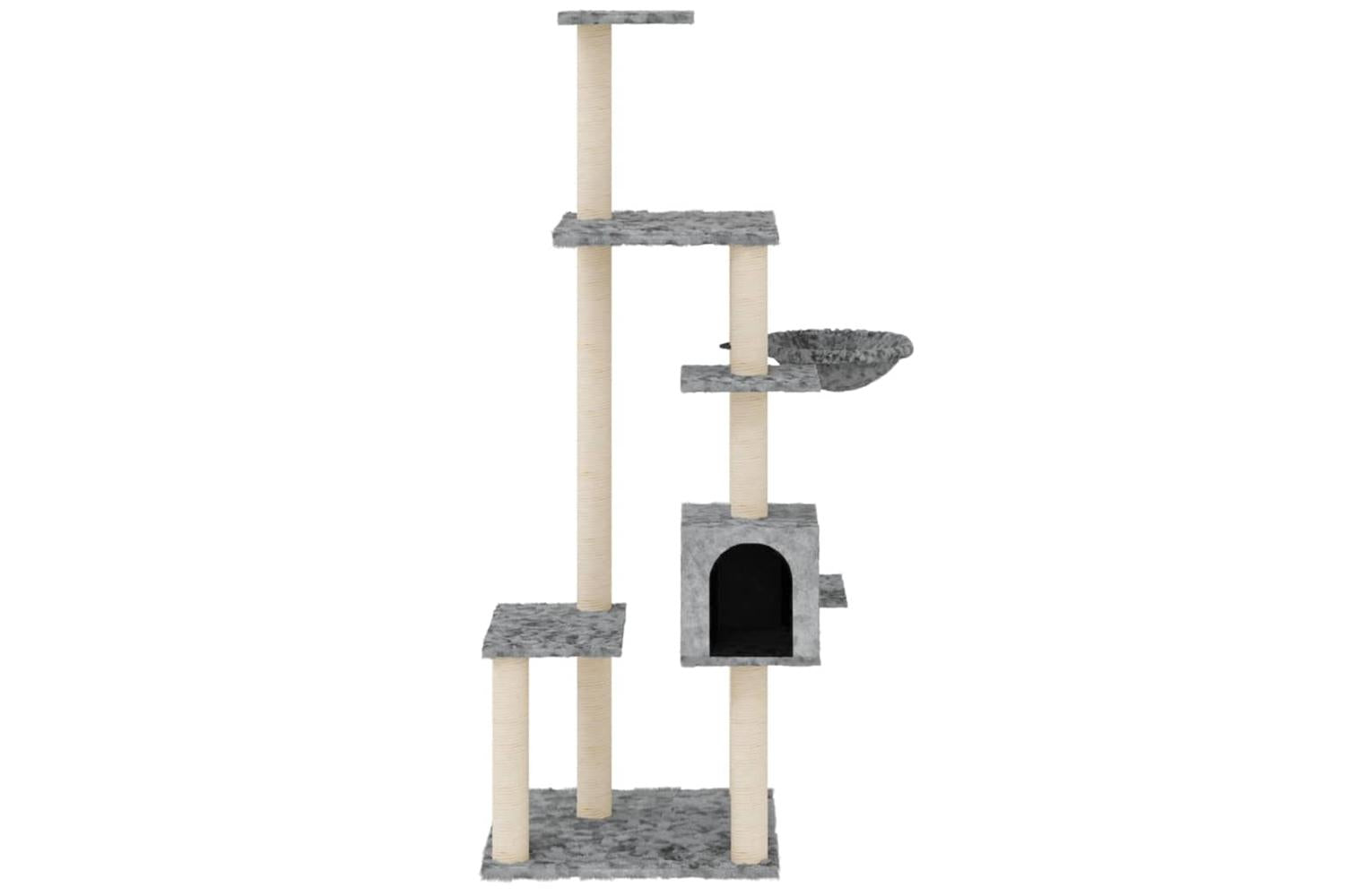 Cat Tree With Sisal Scratching Posts Light Grey 142 Cm-3