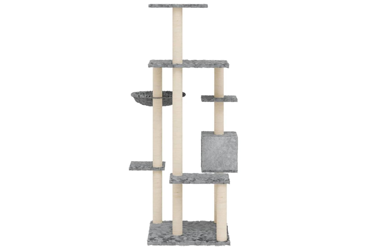 Cat Tree With Sisal Scratching Posts Light Grey 142 Cm-4