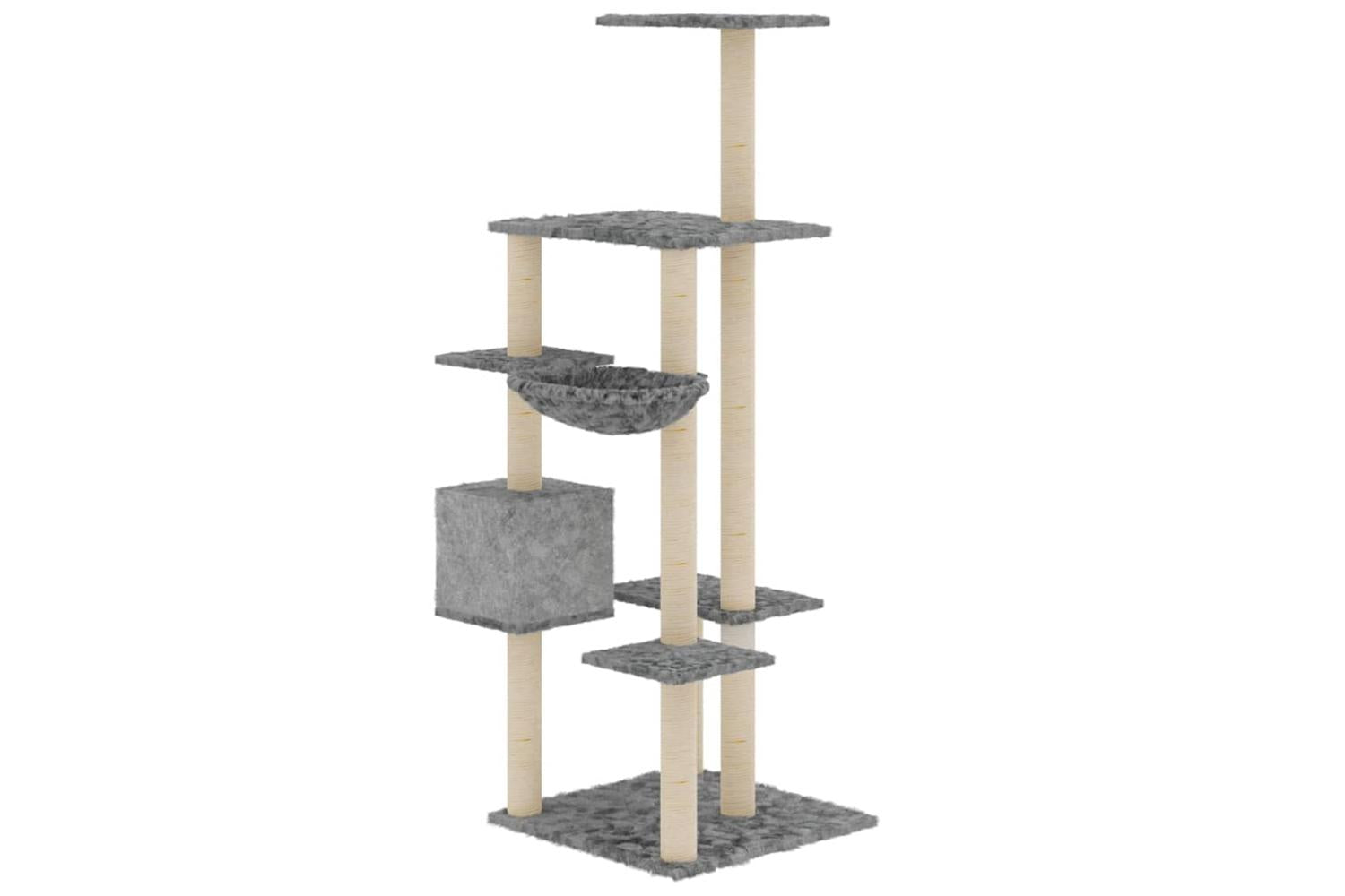 Cat Tree With Sisal Scratching Posts Light Grey 142 Cm-5
