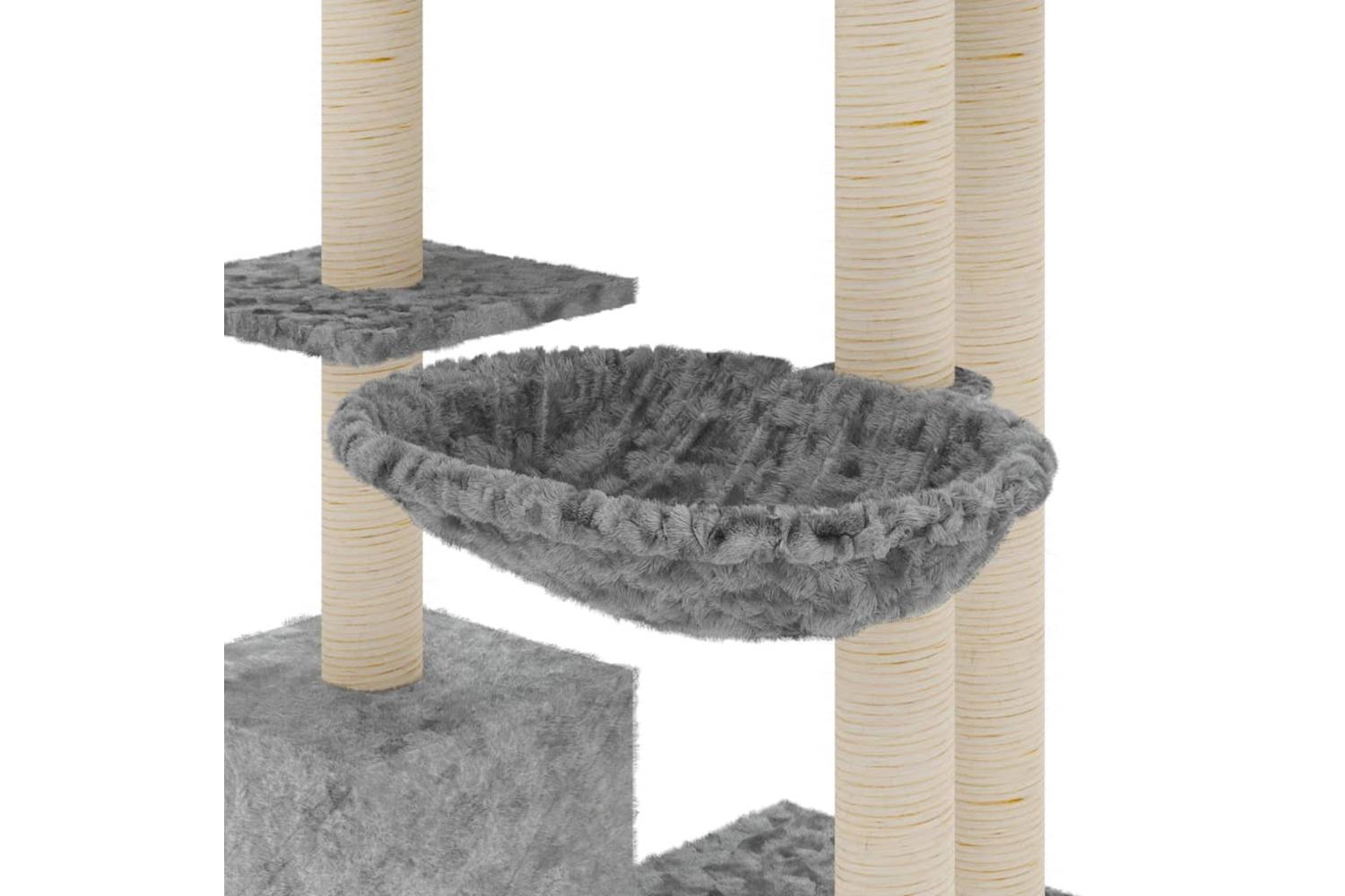 Cat Tree With Sisal Scratching Posts Light Grey 142 Cm-6