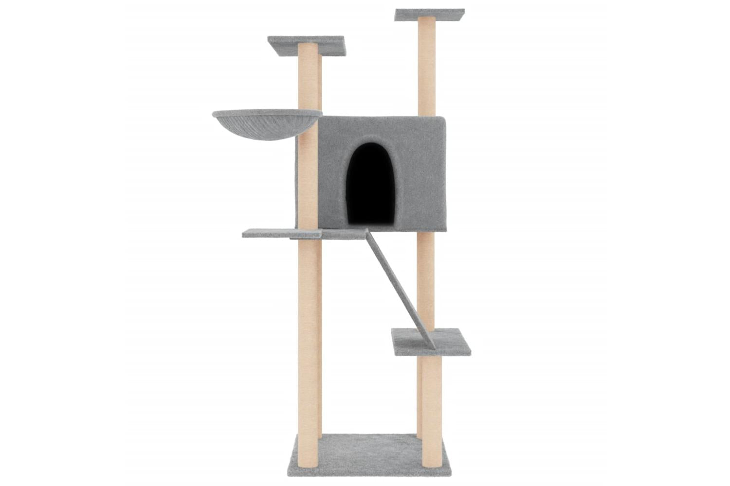 Cat Tree With Sisal Scratching Posts Light Grey 143 Cm-3