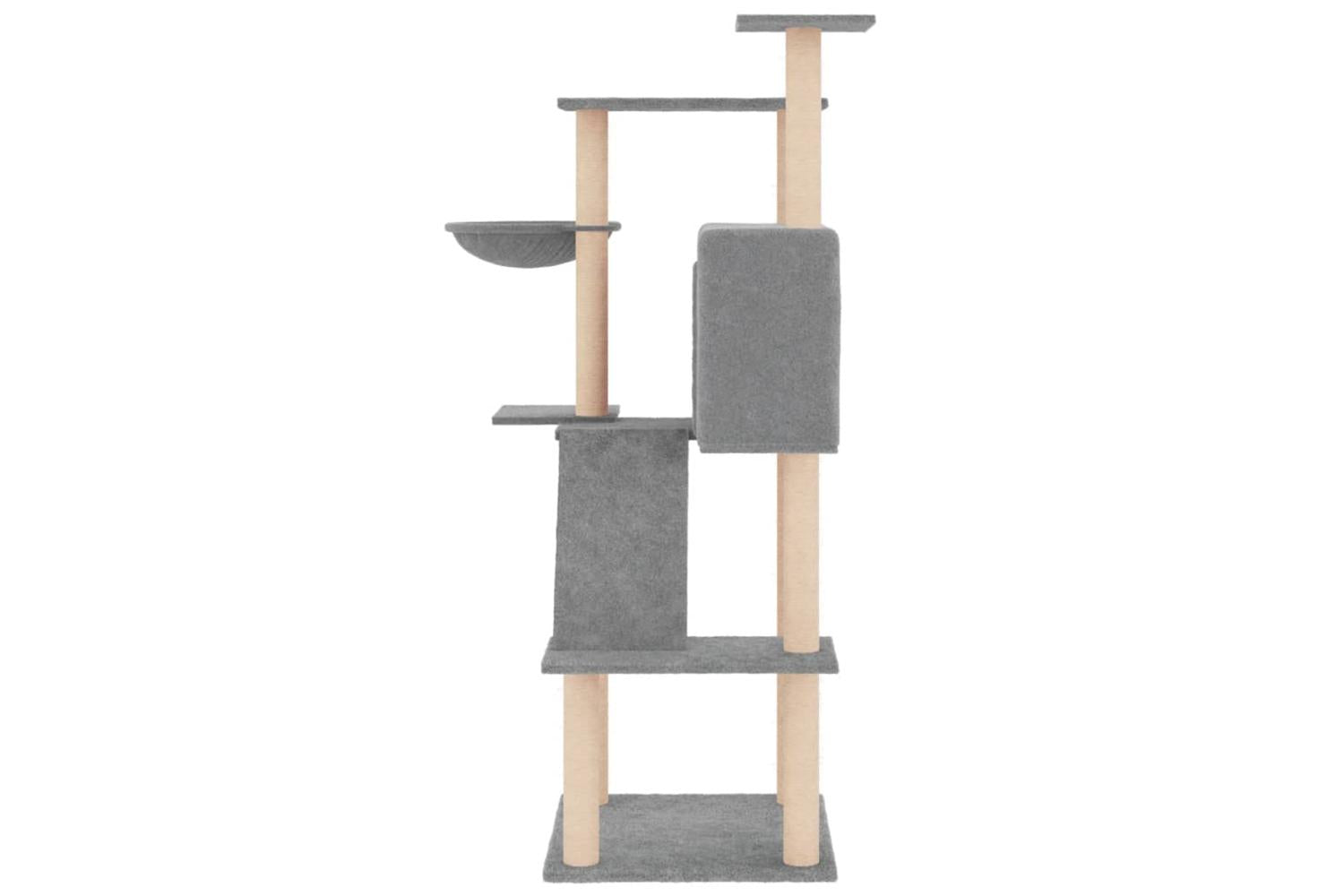 Cat Tree With Sisal Scratching Posts Light Grey 143 Cm-4