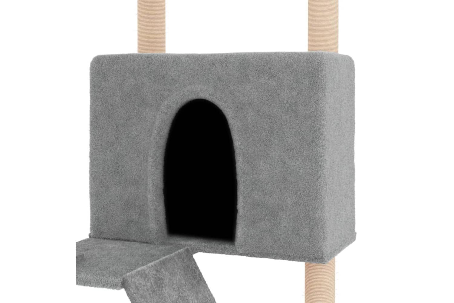 Cat Tree With Sisal Scratching Posts Light Grey 143 Cm-6