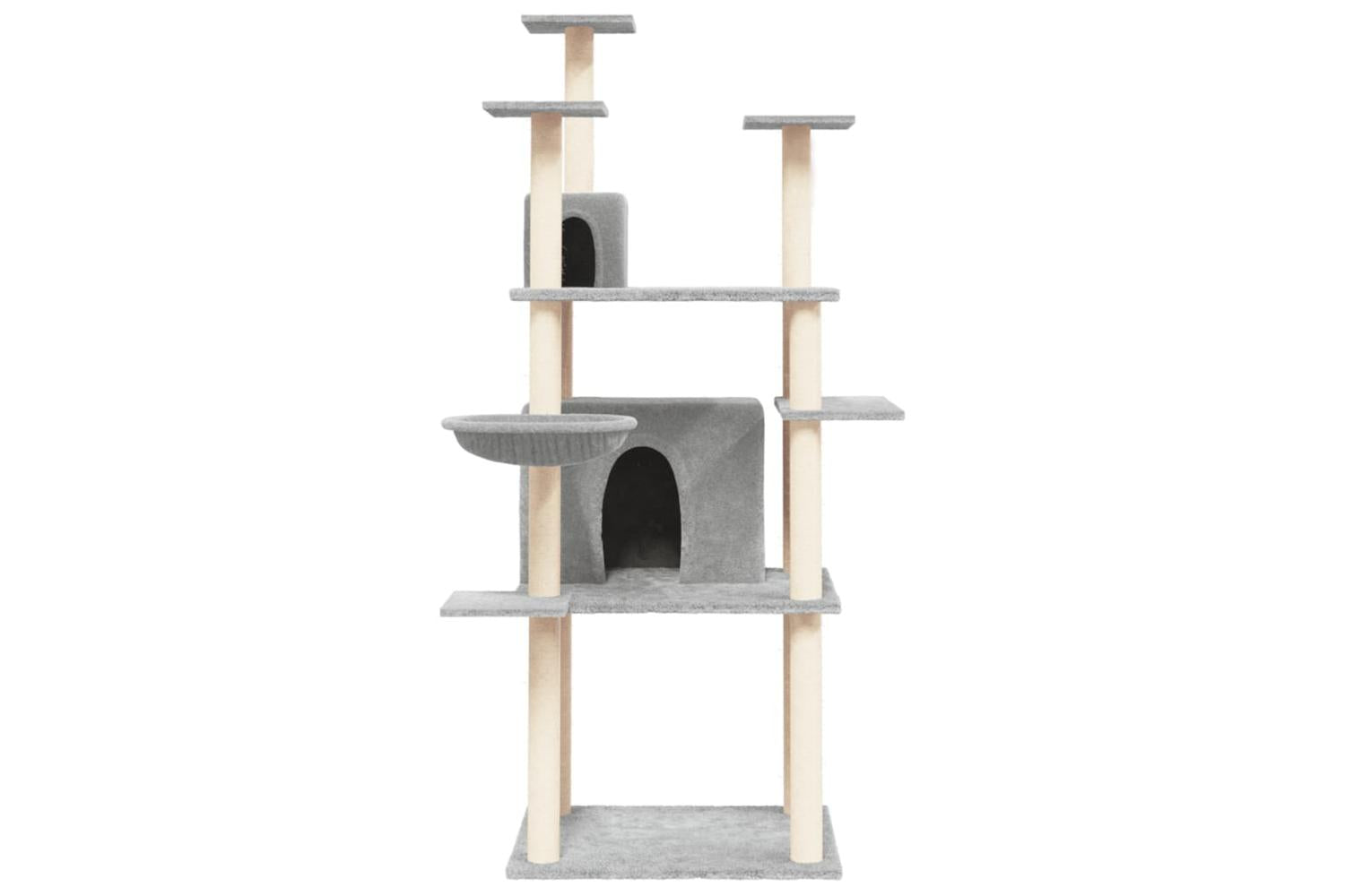 Cat Tree With Sisal Scratching Posts Light Grey 166 Cm-3