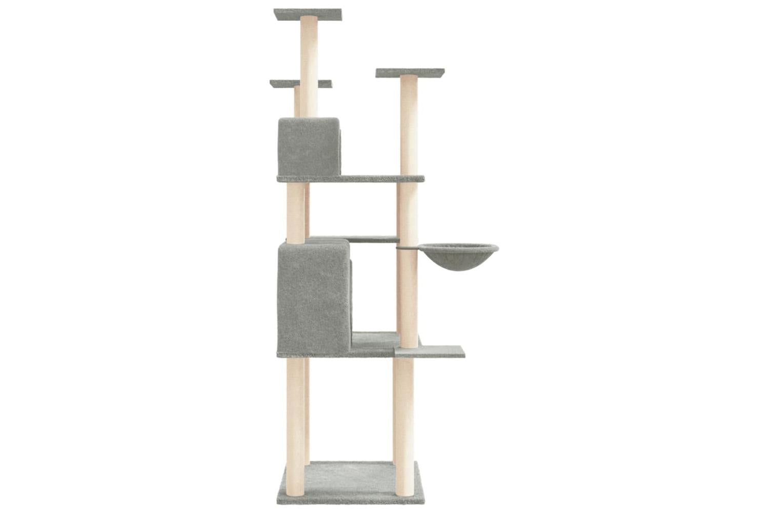 Cat Tree With Sisal Scratching Posts Light Grey 166 Cm-4