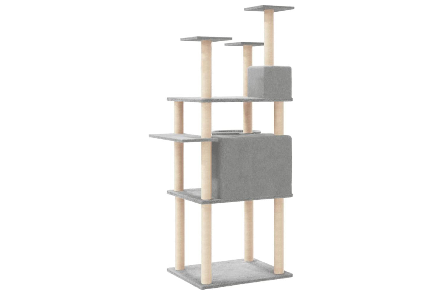 Cat Tree With Sisal Scratching Posts Light Grey 166 Cm-5