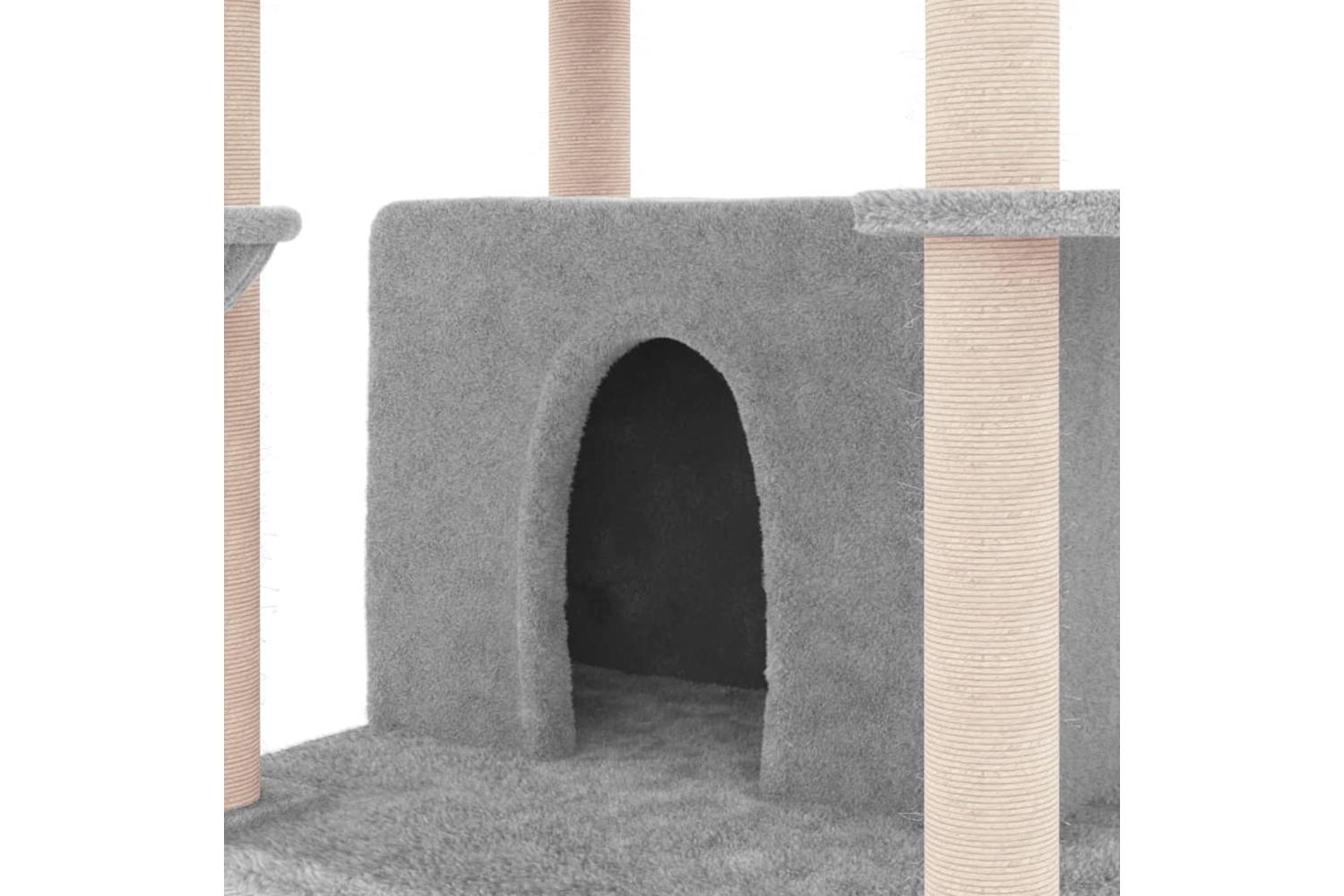 Cat Tree With Sisal Scratching Posts Light Grey 166 Cm-6