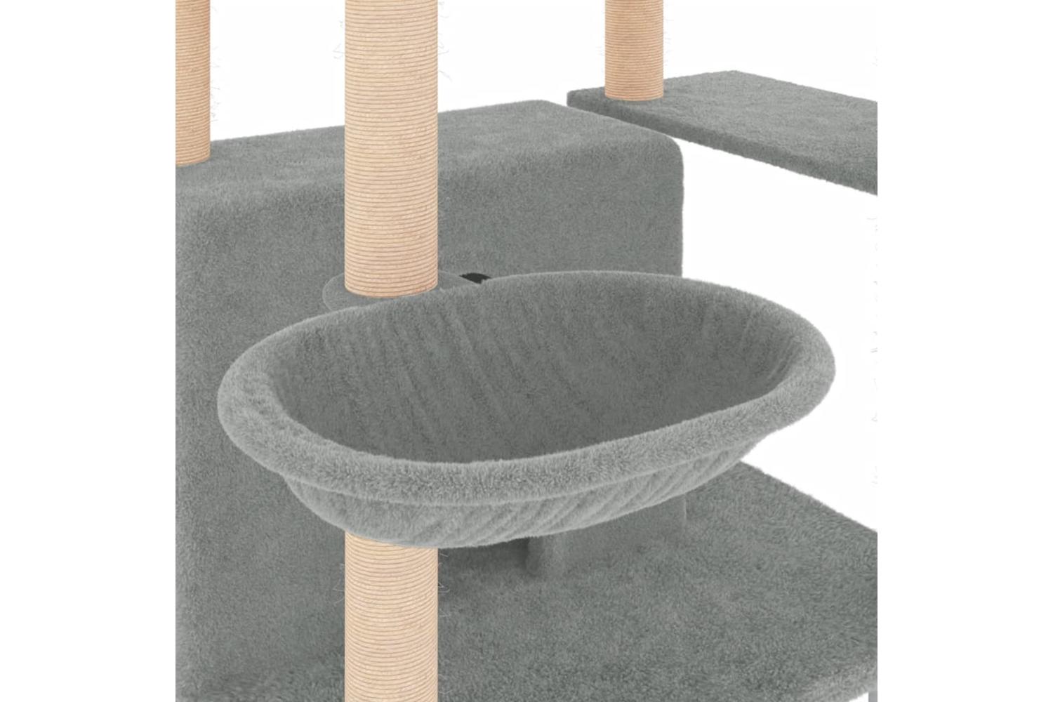 Cat Tree With Sisal Scratching Posts Light Grey 166 Cm-7