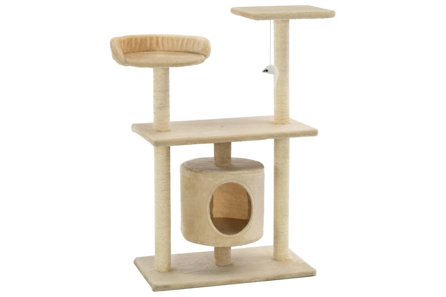 Cat Tree With Sisal Scratching Posts 95 Cm Beige-2