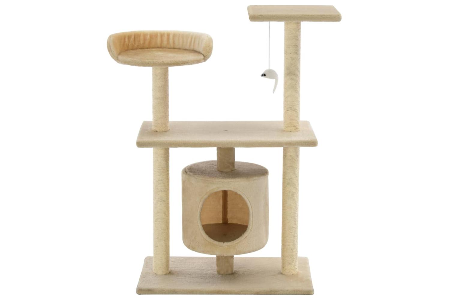 Cat Tree With Sisal Scratching Posts 95 Cm Beige-3