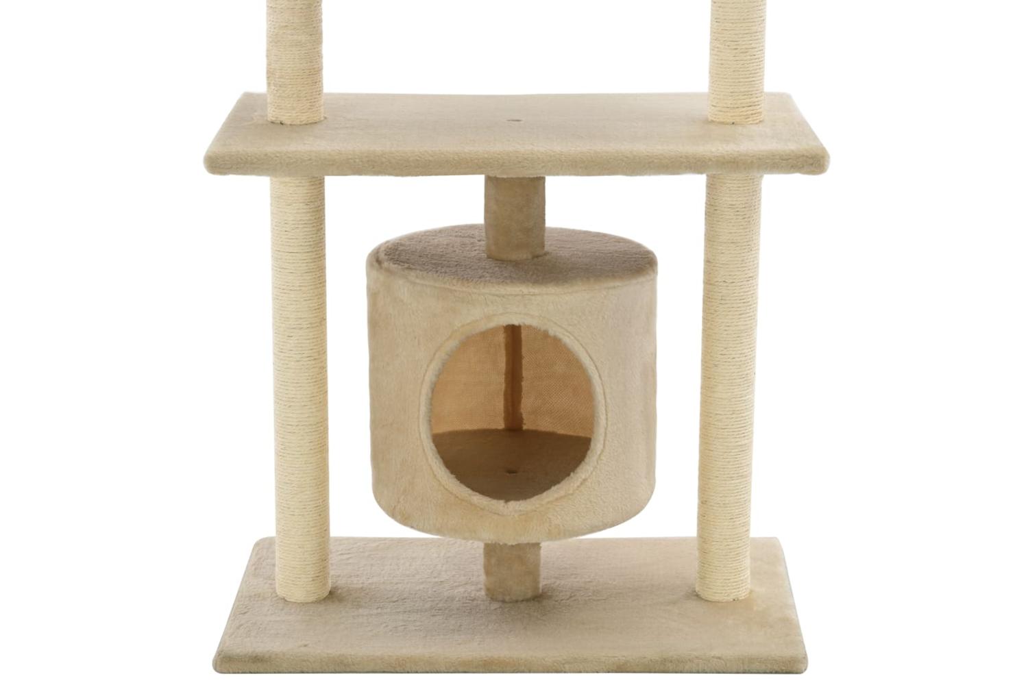 Cat Tree With Sisal Scratching Posts 95 Cm Beige-7