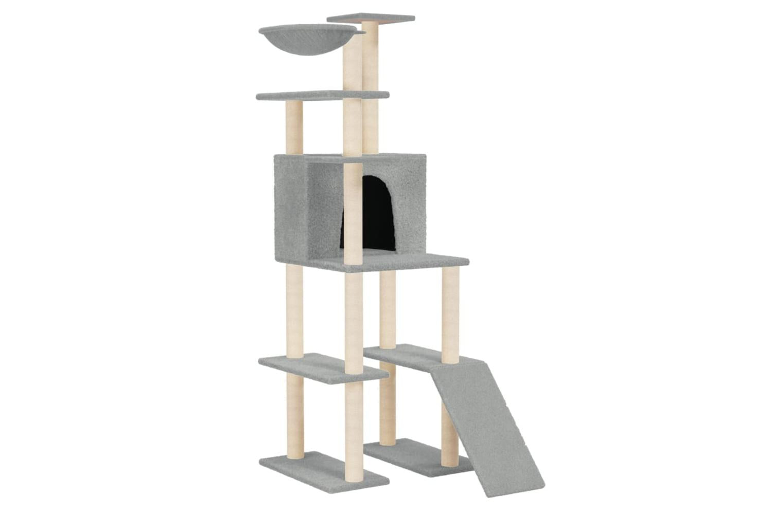 Cat Tree With Sisal Scratching Posts Light Grey 166 Cm