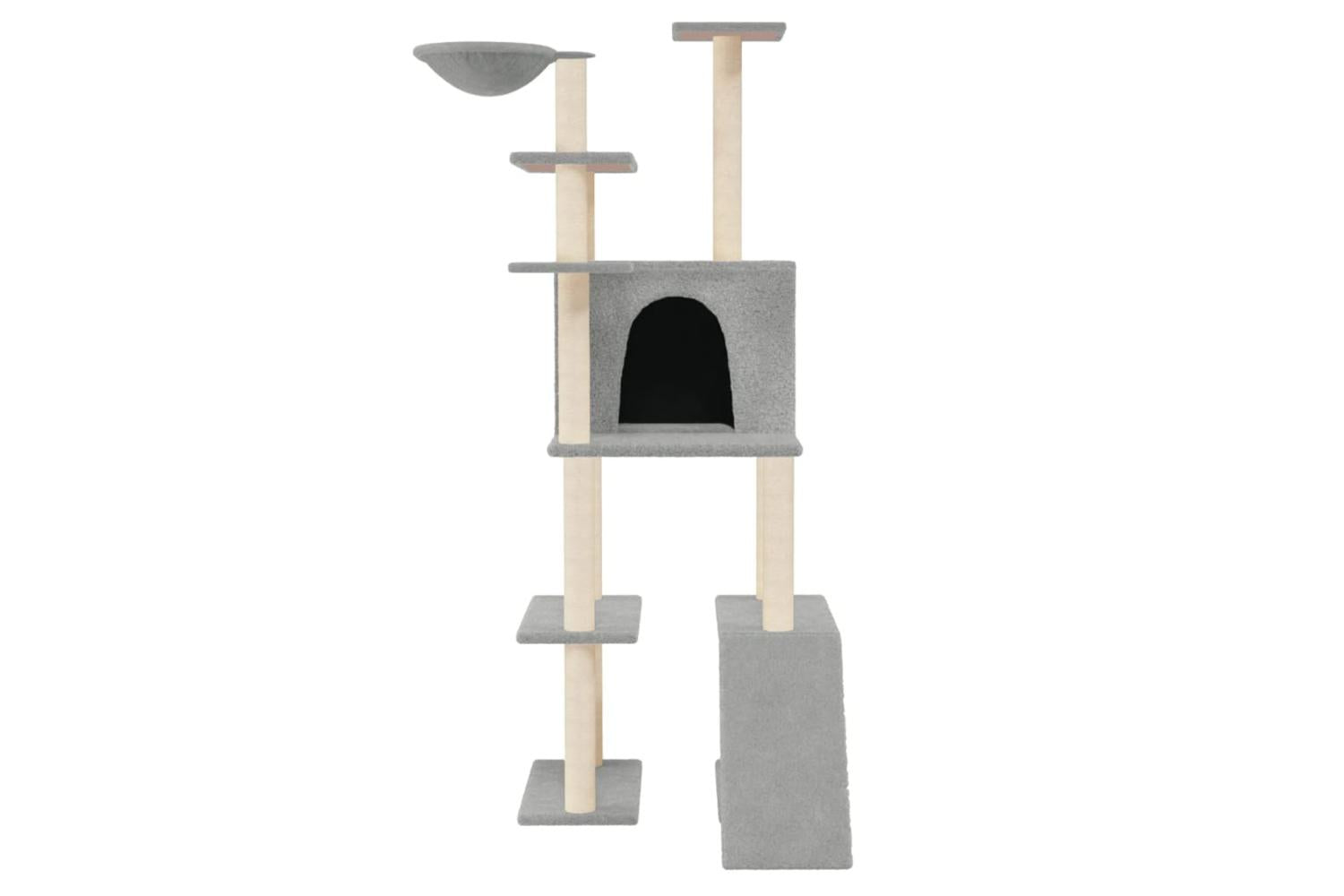 Cat Tree With Sisal Scratching Posts Light Grey 166 Cm-3