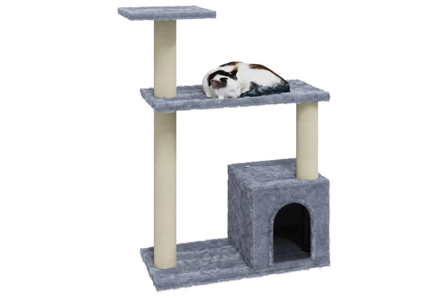 Cat Tree With Sisal Scratching Posts Light Grey 70 Cm-3
