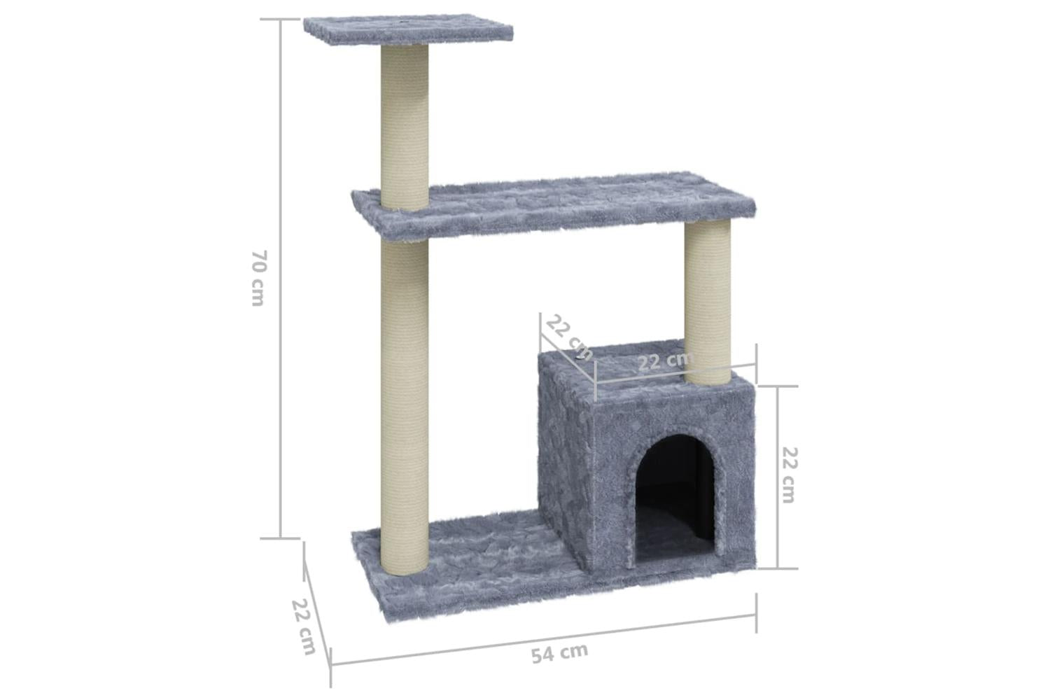Cat Tree With Sisal Scratching Posts Light Grey 70 Cm-6
