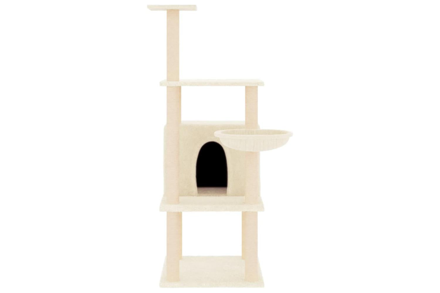 Cat Tree With Sisal Scratching Posts Cream 132 Cm-3