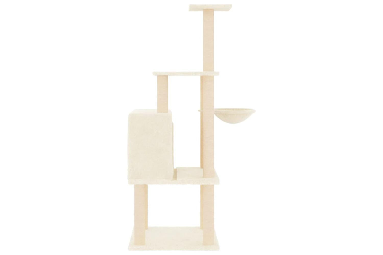 Cat Tree With Sisal Scratching Posts Cream 132 Cm-4