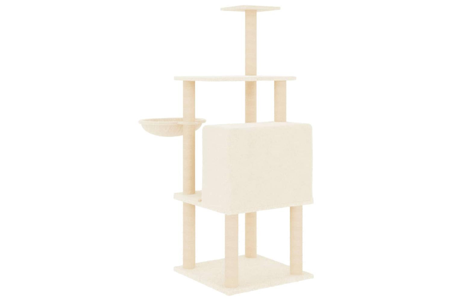 Cat Tree With Sisal Scratching Posts Cream 132 Cm-5