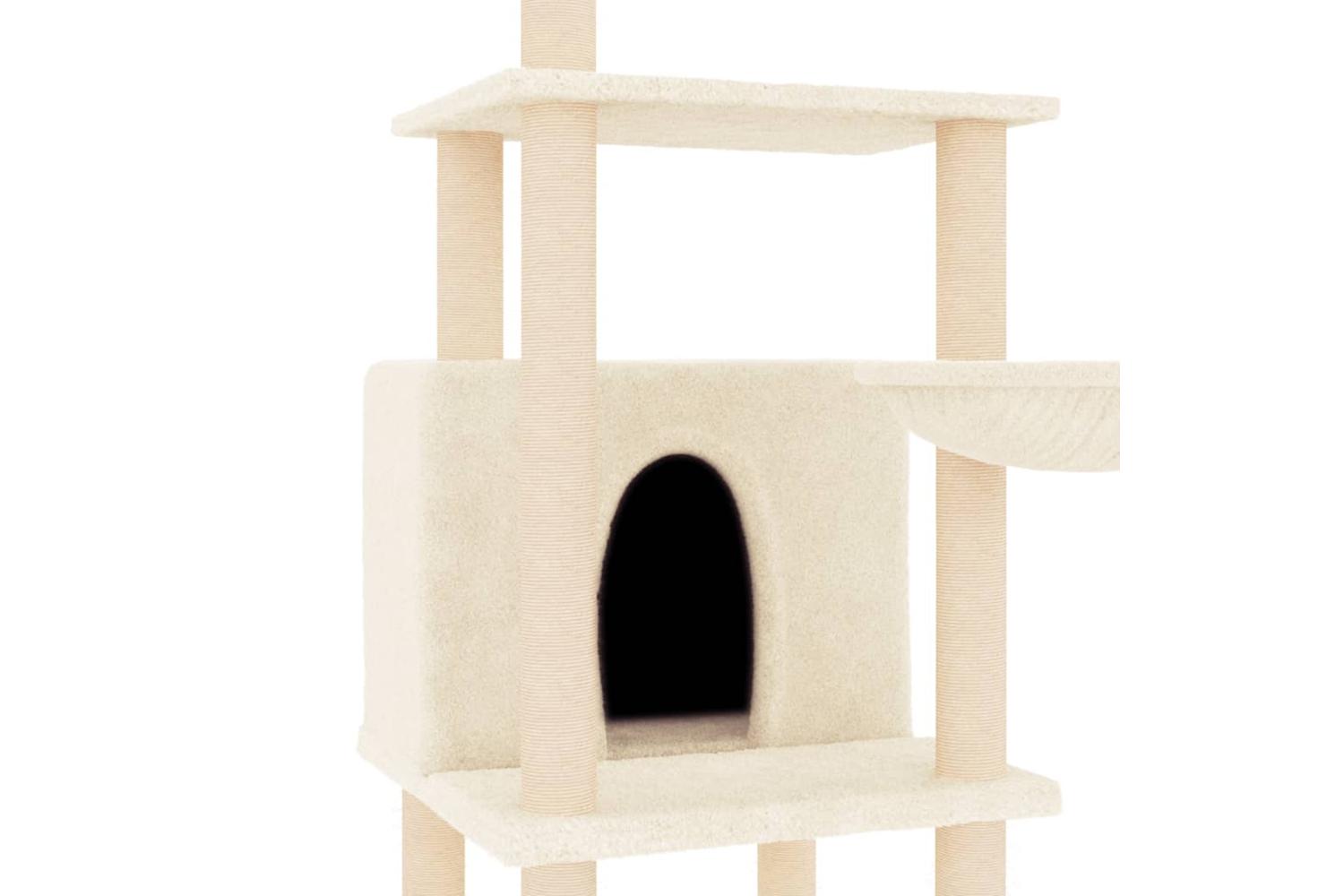 Cat Tree With Sisal Scratching Posts Cream 132 Cm-6