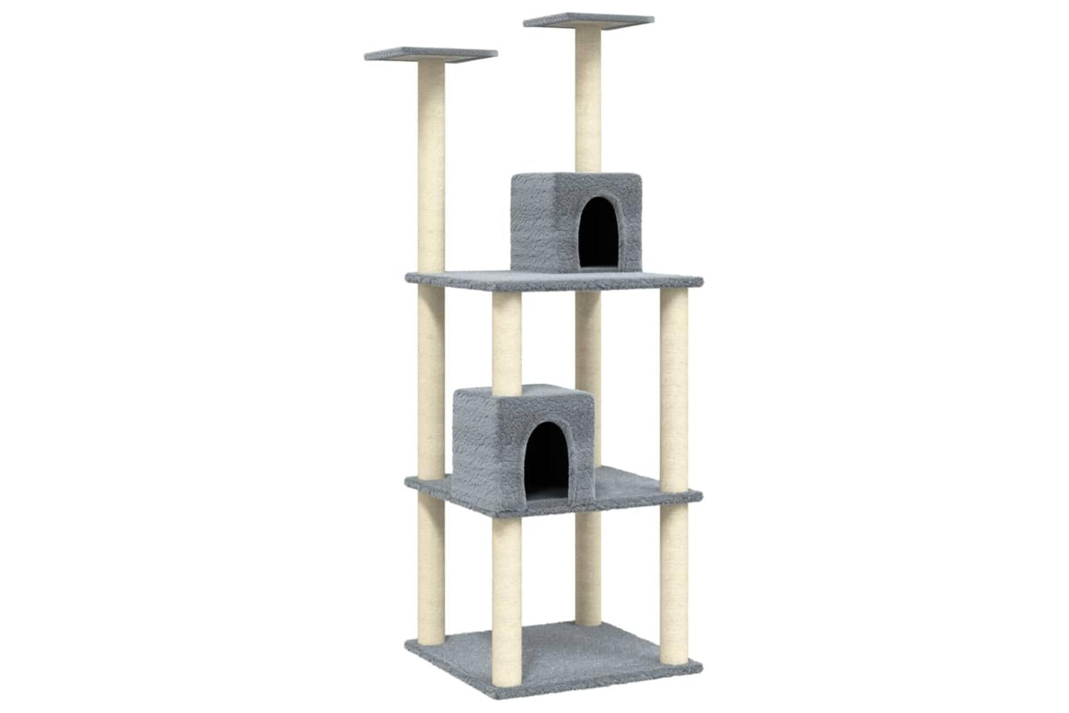 Cat Tree With Sisal Scratching Posts Light Grey 141 Cm-2