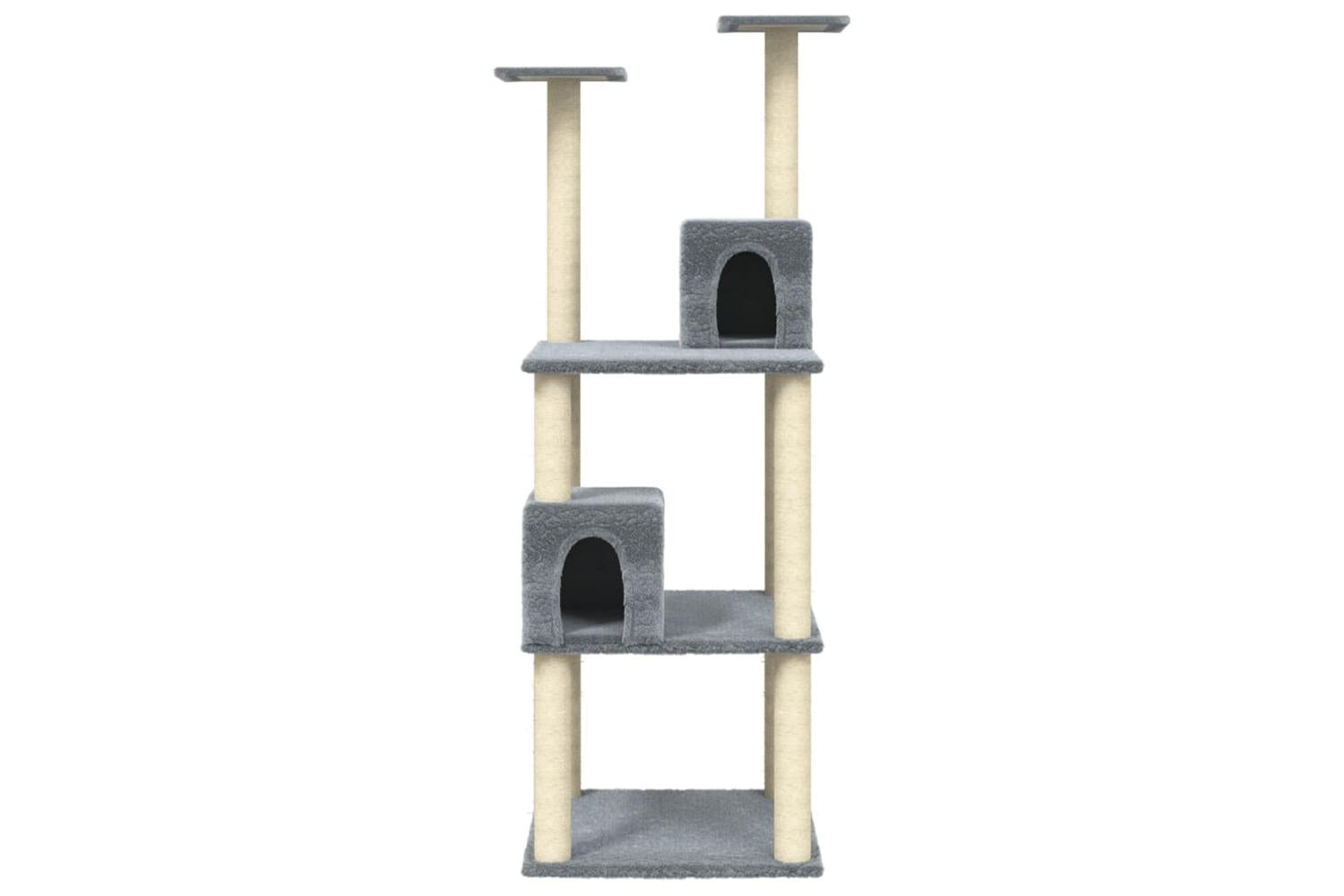 Cat Tree With Sisal Scratching Posts Light Grey 141 Cm-4