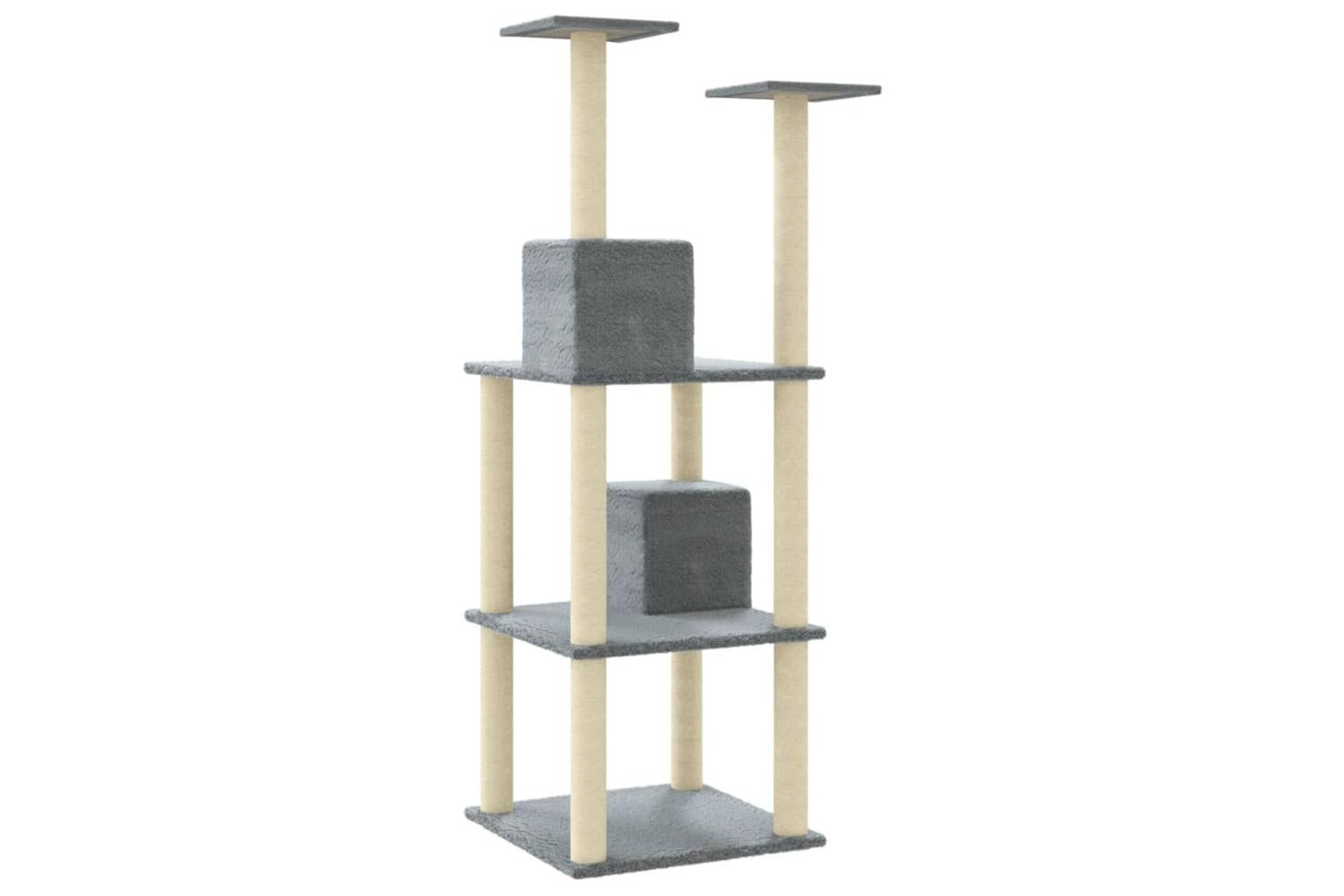 Cat Tree With Sisal Scratching Posts Light Grey 141 Cm-6