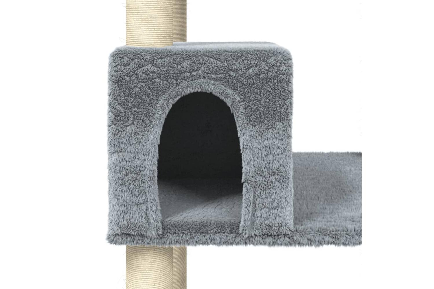 Cat Tree With Sisal Scratching Posts Light Grey 141 Cm-7