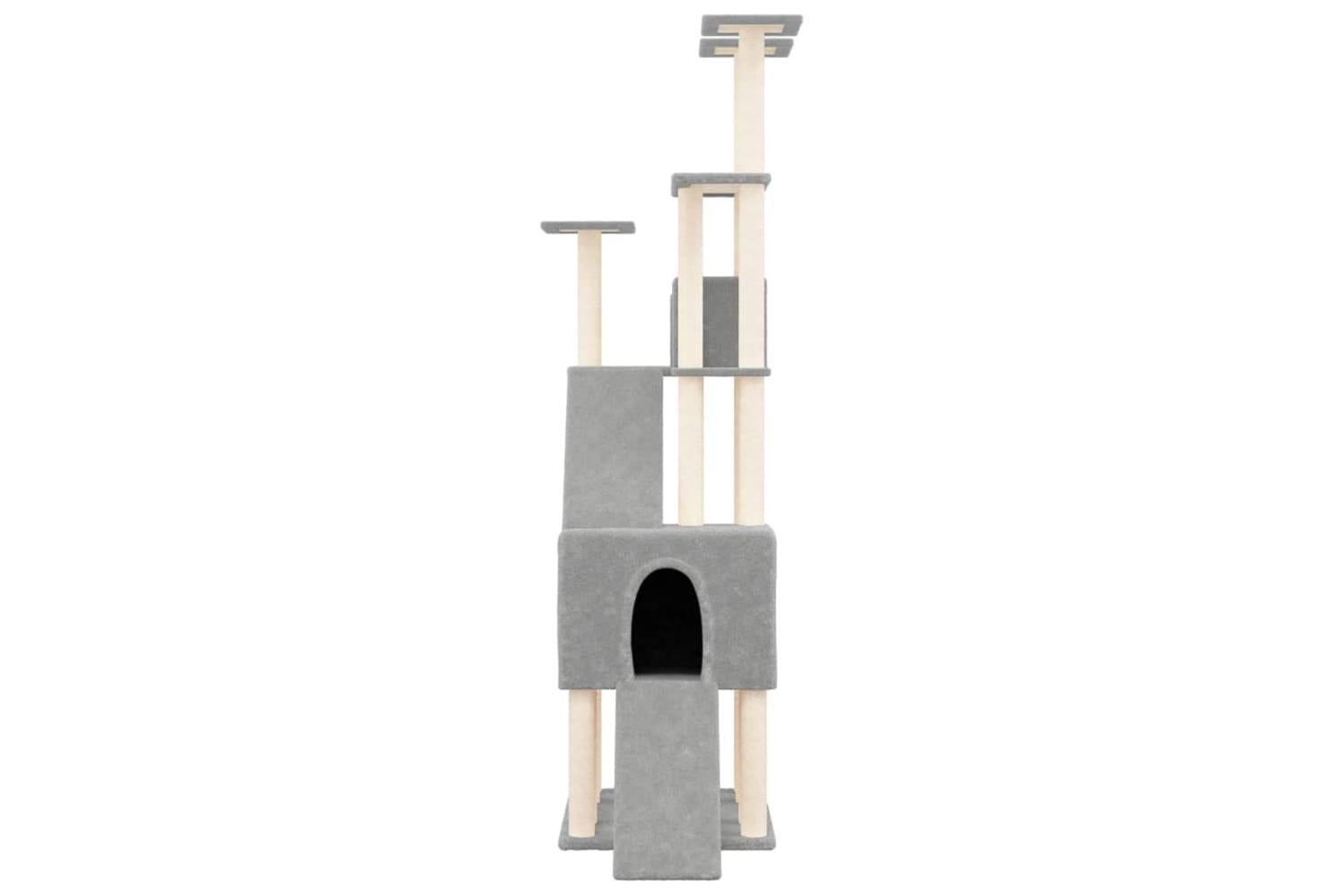 Cat Tree With Sisal Scratching Posts Light Grey 190 Cm-3