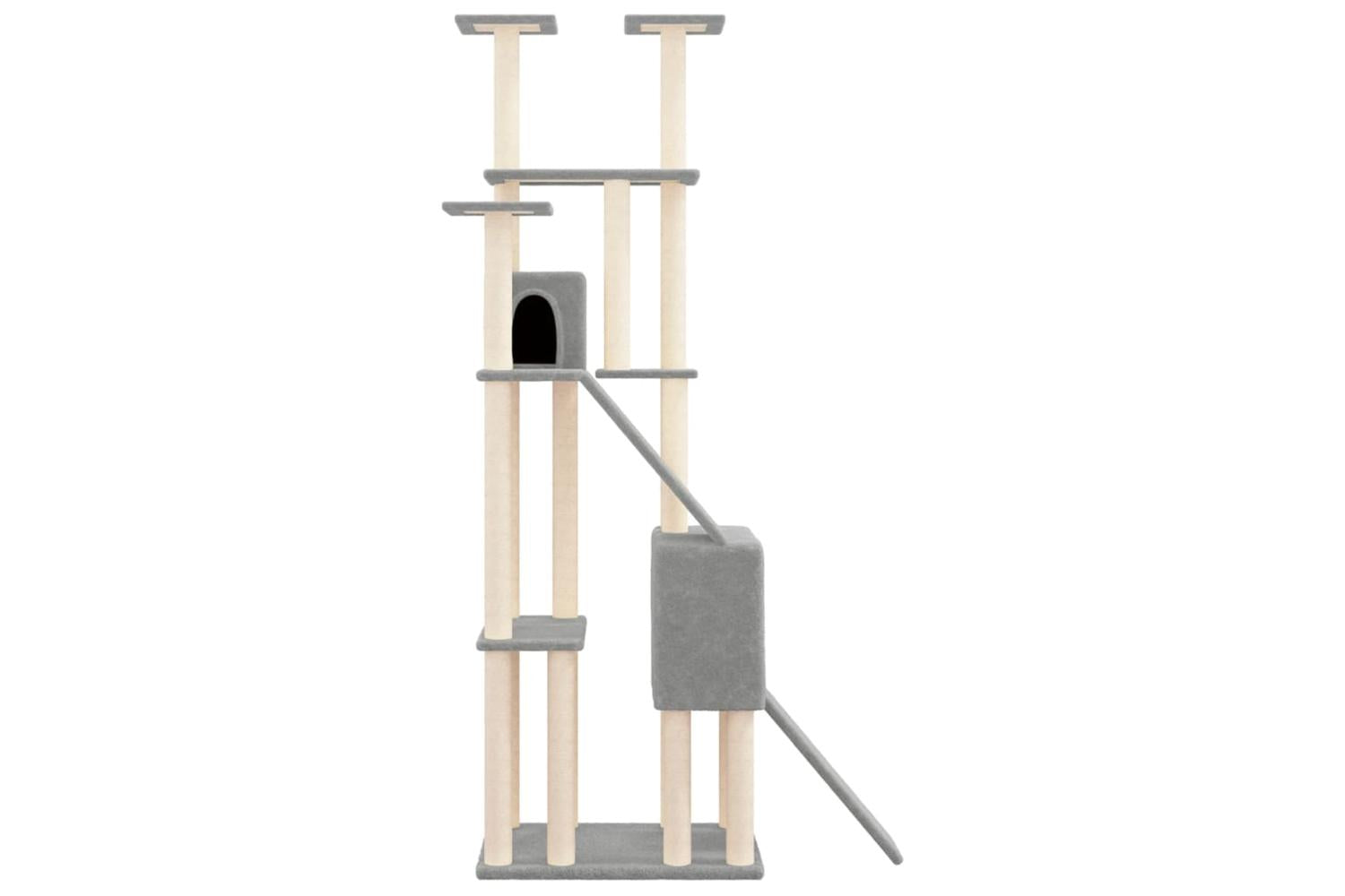 Cat Tree With Sisal Scratching Posts Light Grey 190 Cm-4