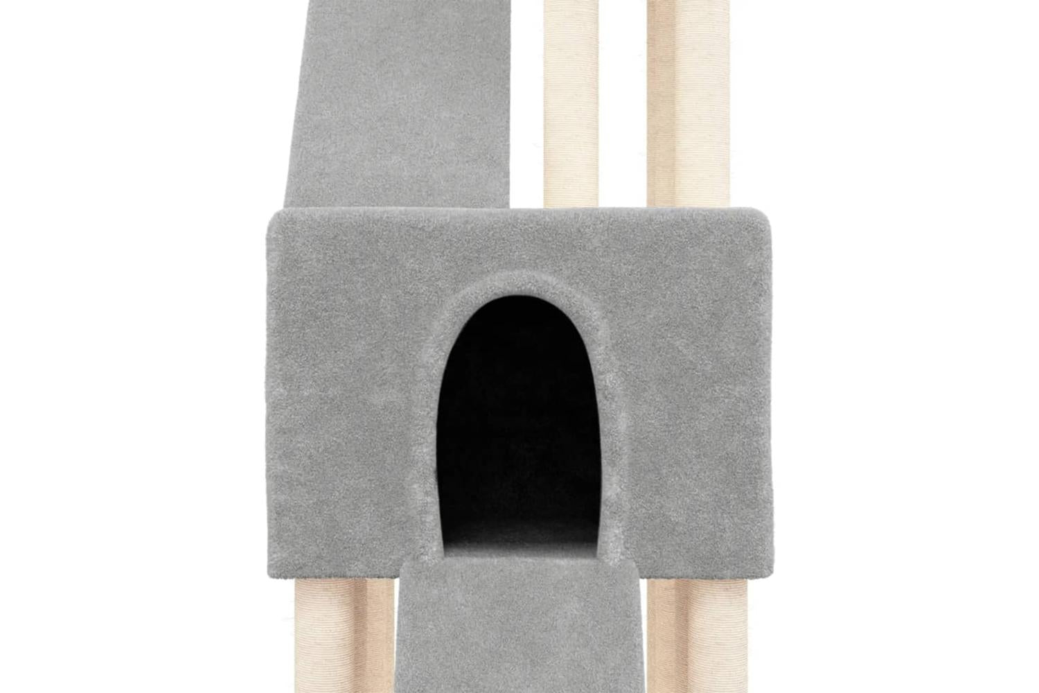 Cat Tree With Sisal Scratching Posts Light Grey 190 Cm-6