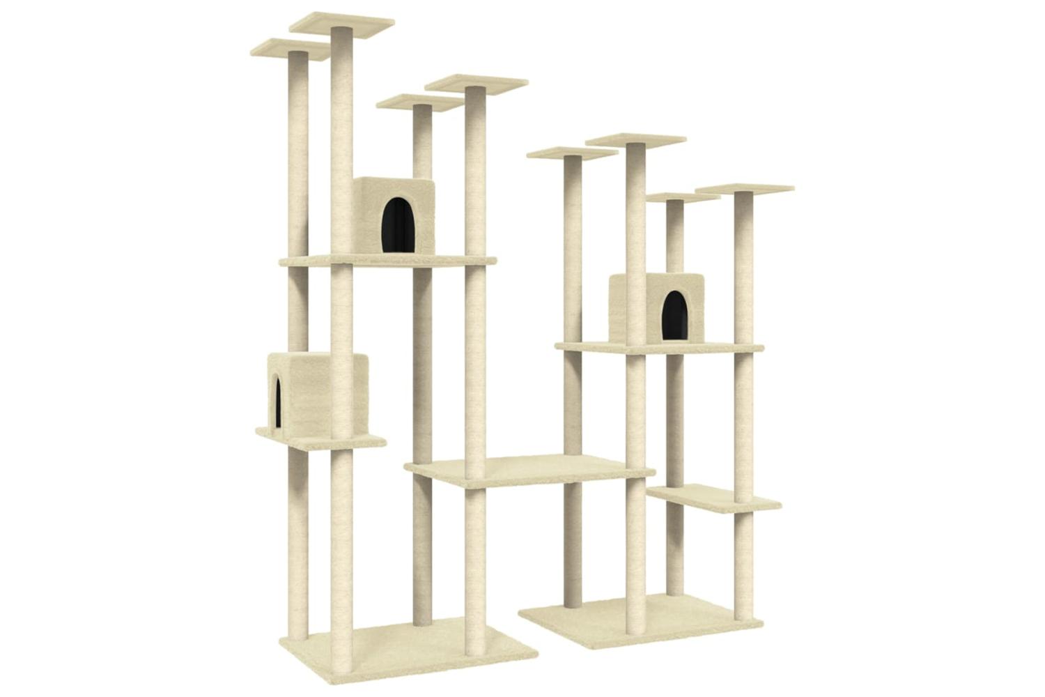 Cat Tree With Sisal Scratching Posts Cream 174 Cm-2