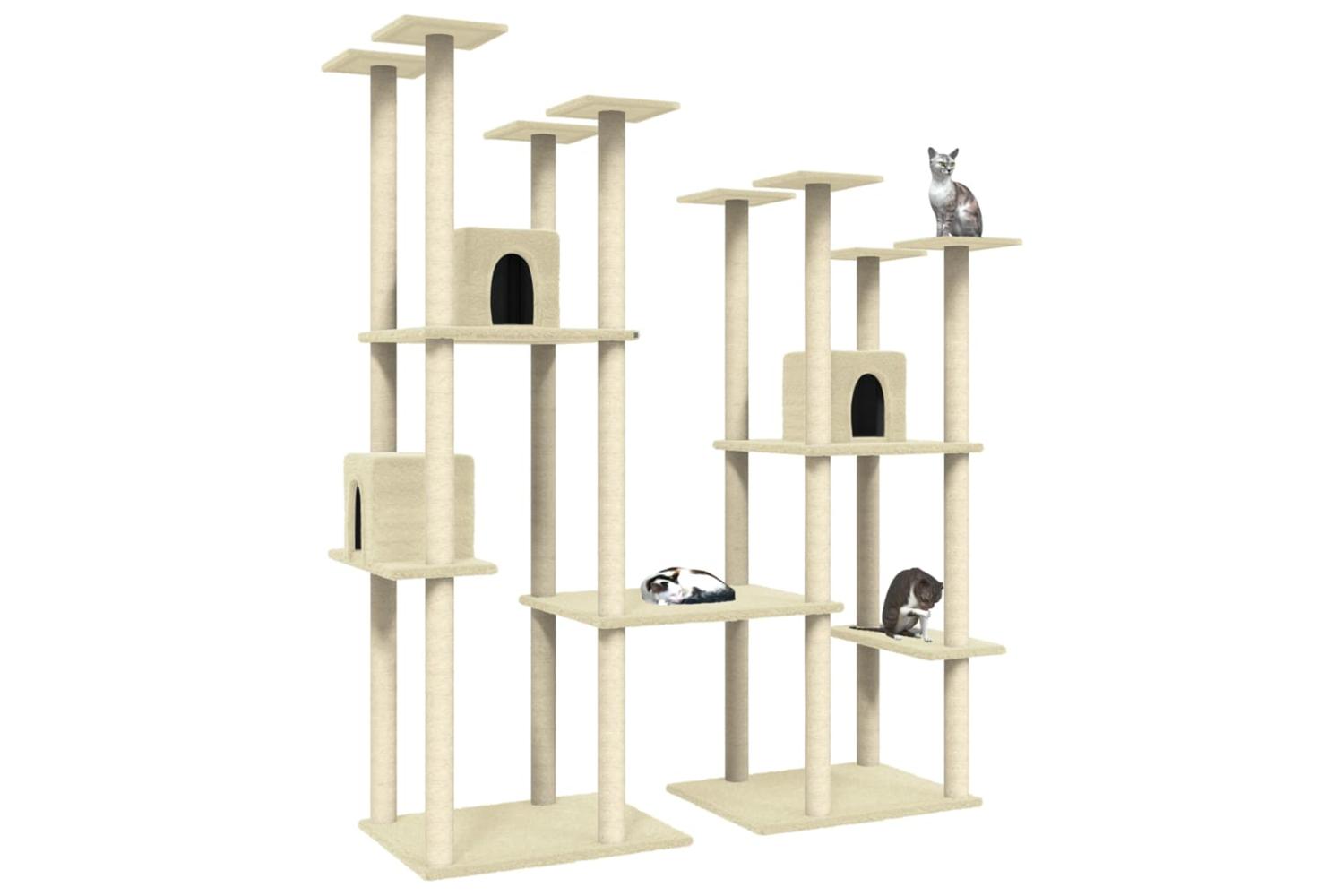 Cat Tree With Sisal Scratching Posts Cream 174 Cm-3