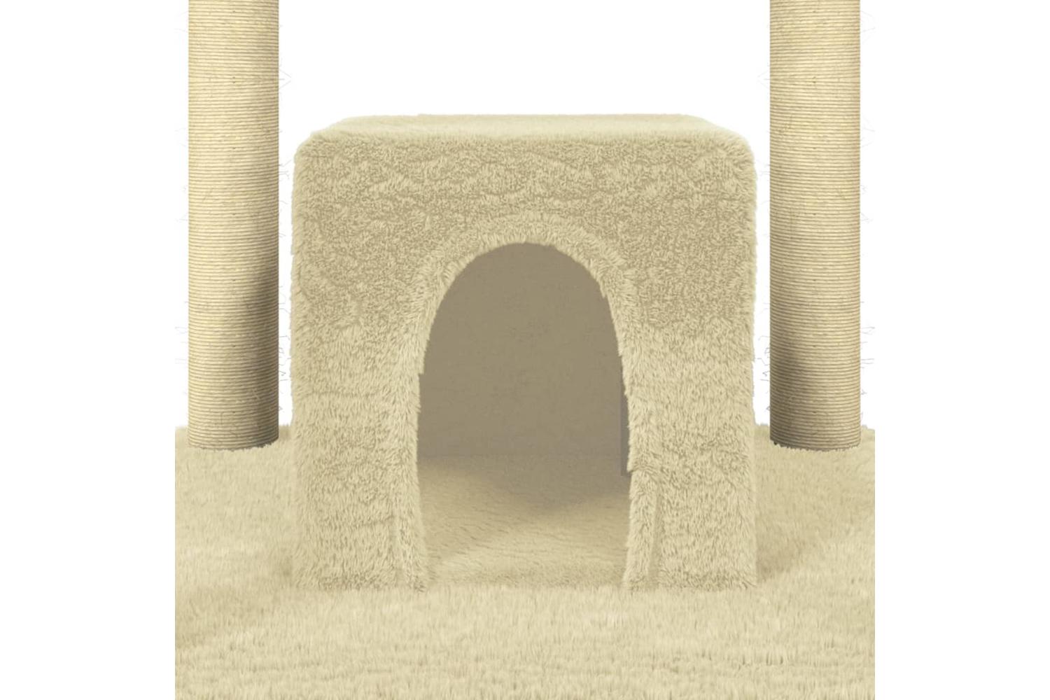 Cat Tree With Sisal Scratching Posts Cream 174 Cm-7