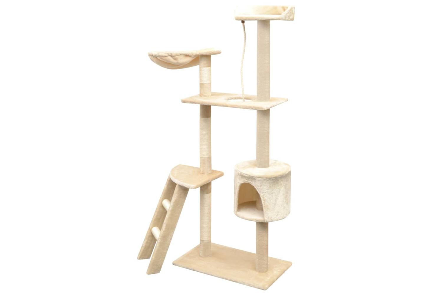 Cat Tree With Sisal Scratching Posts 150 Cm Beige-2