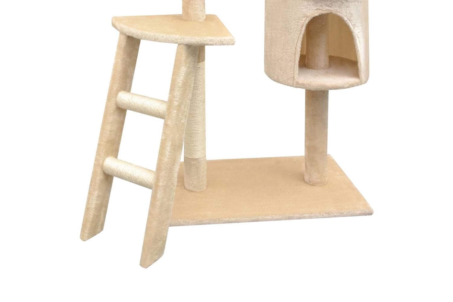 Cat Tree With Sisal Scratching Posts 150 Cm Beige-3