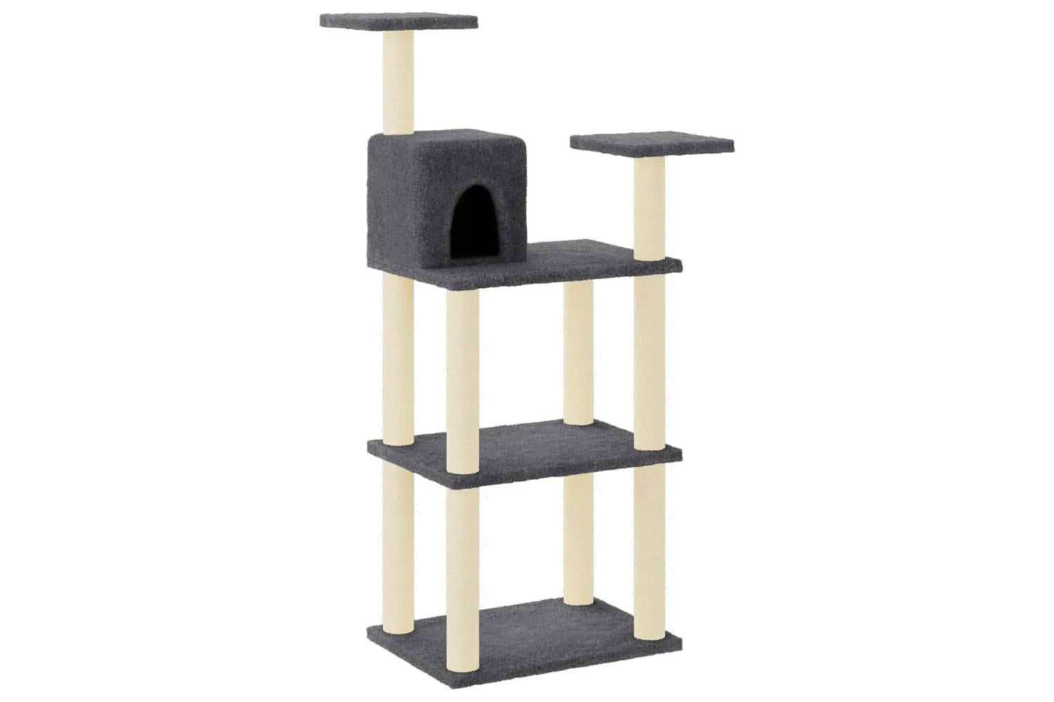 Cat Tree With Sisal Scratching Posts Dark Grey 1185 Cm-2
